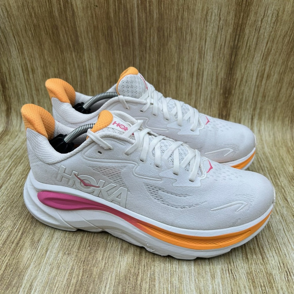 Hoka One One Clifton 10 Women's Size 8.5 White Electric Rose Shoes 1162031 WTLC